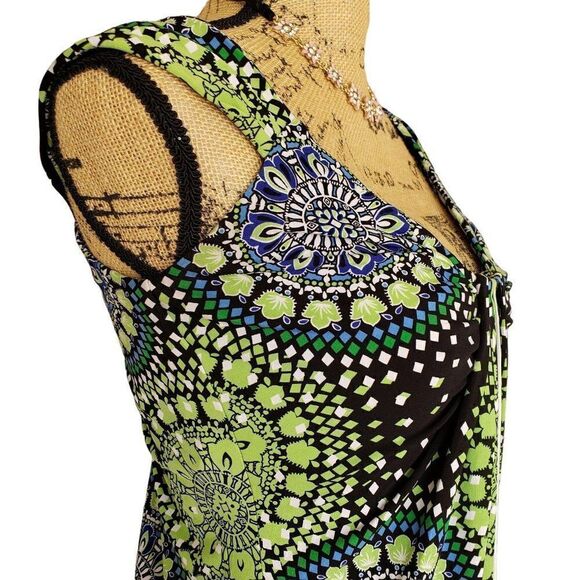 Women's Sleeveless Dress 4 Geometric Midi Sexy Chic Vibrant Stretch Y2K - Picture 5 of 8